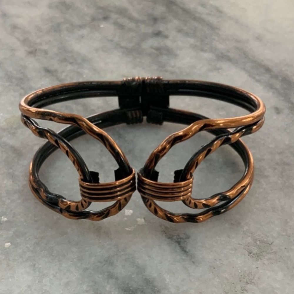 Vintage Burnished Copper Clamper Bracelet
